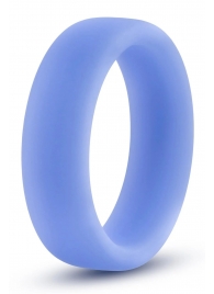 Голубое люминесцентное кольцо Silicone Glo Cock Ring - Blush Novelties - в Копейске купить с доставкой