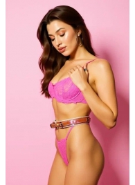 Эффектный розовый пояс из голографической эко-кожи - БДСМ Арсенал - купить с доставкой в Копейске