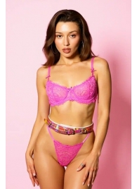 Эффектный розовый пояс из голографической эко-кожи - БДСМ Арсенал - купить с доставкой в Копейске