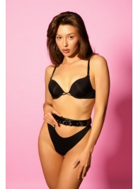 Эффектный черный пояс из лаковой эко-кожи - БДСМ Арсенал - купить с доставкой в Копейске