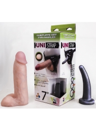 Страпон-унисекс с двумя насадками UNI strap 7  Harness - 19 и 16 см. - LOVETOY (А-Полимер) - купить с доставкой в Копейске