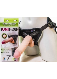 Страпон-унисекс с двумя насадками UNI strap 7  Harness - 19 и 16 см. - LOVETOY (А-Полимер) - купить с доставкой в Копейске