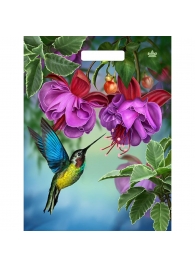 Пакет с принтом в виде колибри в цветах с вырубной ручкой (31х40 см) - Сима-Ленд - купить с доставкой в Копейске