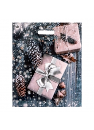 Новогодний пакет с принтом в виде подарков и вырубной ручкой (45х38 см) - Сима-Ленд - купить с доставкой в Копейске