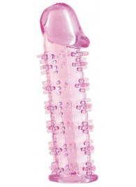 Розовая насадка на пенис с шипами - 12,5 см. - A-toys - в Копейске купить с доставкой