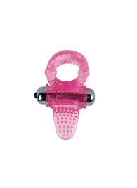 Эрекционное кольцо с вибростимулятором клитора в форме язычка - Baile - в Копейске купить с доставкой