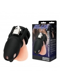 Черная клетка для пениса Silicone Small 2 in Cock Cage With Ball Divider - BlueLine - купить с доставкой в Копейске