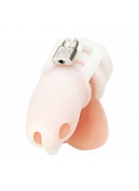 Белая клетка для пениса Silicone Small 2 in Cock Cage With Ball Divider - BlueLine - купить с доставкой в Копейске