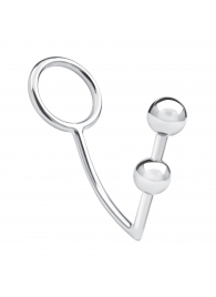 Кольцо на пенис с анальным стимулятором Two Bead Stainless Steel Anal Hook   Cock Ring - BlueLine - в Копейске купить с доставкой