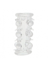 Прозрачная насадка на пенис с шипами и бугорками JELLY JOY LUST CLUSTER CLEAR - Dream Toys - в Копейске купить с доставкой