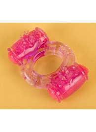 Фиолетовое виброкольцо с двумя вибропульками - Toyfa Basic - в Копейске купить с доставкой