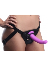 Лиловый поясной страпон Navigator Silicone G-Spot Dildo with Harness - 17,8 см. - XR Brands - купить с доставкой в Копейске