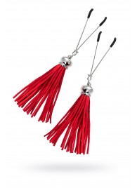 Зажимы на соски «Вилки» с красными кисточками из замши - Pecado - купить с доставкой в Копейске