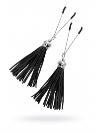 Зажимы на соски «Вилки» с черными кисточками из замши - Pecado - купить с доставкой в Копейске