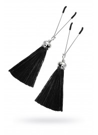 Зажимы на соски «Вилки» с черными кисточками из шелка - Pecado - купить с доставкой в Копейске