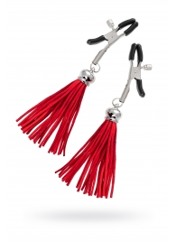 Зажимы на соски «Прищепки» с красными кисточками из замши - Pecado - купить с доставкой в Копейске