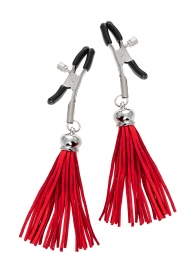 Зажимы на соски «Прищепки» с красными кисточками из замши - Pecado - купить с доставкой в Копейске