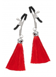 Зажимы на соски «Прищепки» с красными кисточками из шелка - Pecado - купить с доставкой в Копейске