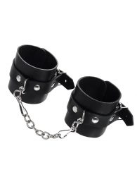 Черные однослойные наручники из натуральной кожи с цепочкой - Pecado - купить с доставкой в Копейске