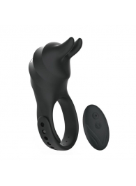 Черное эрекционное кольцо Usagi с ушками и пультом ДУ - BeYourLover - в Копейске купить с доставкой