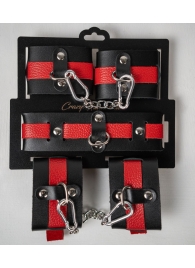 Черно-красный набор фиксаций: наручники, оковы и ошейник - Crazy Handmade - купить с доставкой в Копейске