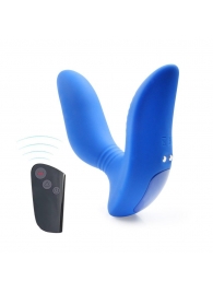 Синий вибромассажер простаты 3,5’’ Remote Control Curve P-spot Massager - 12 см. - Erokay - в Копейске купить с доставкой