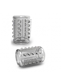 Прозрачная насадка с шипами и шишечками STAY HARD COCK SLEEVE 03 CLEAR - Blush Novelties - в Копейске купить с доставкой