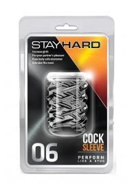 Прозрачная насадка с объёмными чёрточками STAY HARD COCK SLEEVE 06 CLEAR - Blush Novelties - в Копейске купить с доставкой
