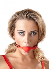 Силиконовый кляп-шар на чёрных ремешках Red Gag silicone - Orion - купить с доставкой в Копейске
