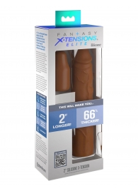 Коричневая насадка на член 2  Silicone X-tension - 20,3 см. - Pipedream - в Копейске купить с доставкой