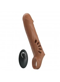 Коричневая вибронасадка с подхватом мошонки и пультом ДУ - Baile - в Копейске купить с доставкой
