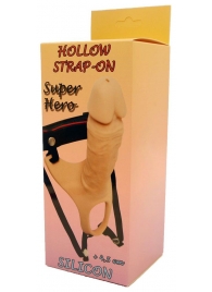 Телесный полый страпон на ремешках - 16,5 см. - Boys of Toys - купить с доставкой в Копейске