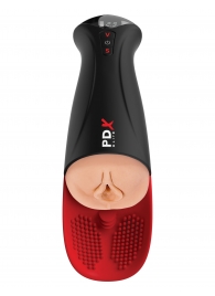 Телесный мастурбатор-вагина в черной колбе с вибрацией Fuck-O-Matic Pro XL - Pipedream - в Копейске купить с доставкой