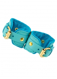 Голубые двуслойные кожаные наручники-браслеты - Pecado - купить с доставкой в Копейске