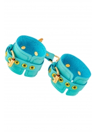 Голубые однослойные кожаные наручники - Pecado - купить с доставкой в Копейске