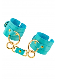 Голубые однослойные кожаные наручники - Pecado - купить с доставкой в Копейске