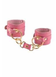 Розовые однослойные кожаные наручники - Pecado - купить с доставкой в Копейске