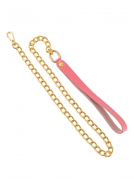 Розовый кожаный поводок с карабином для ошейника - 80 см. - Pecado - купить с доставкой в Копейске