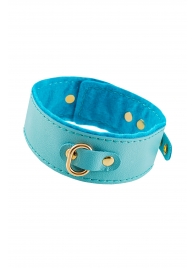 Голубой двуслойный кожаный ошейник с подкладкой из фетра - Pecado - купить с доставкой в Копейске