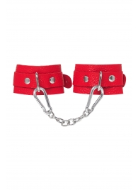 Красные кожаные наручники-браслеты со скруглёнными углами - Pecado - купить с доставкой в Копейске