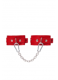 Красные кожаные узкие оковы со скруглёнными углами - Pecado - купить с доставкой в Копейске