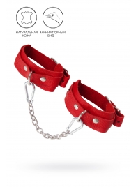 Красные кожаные узкие оковы со скруглёнными углами - Pecado - купить с доставкой в Копейске