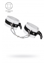 Бело-черные мягкие оковы с одним ремешком и люверсами - Pecado - купить с доставкой в Копейске