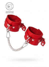 Красные мягкие кожаные оковы с люверсами - Pecado - купить с доставкой в Копейске