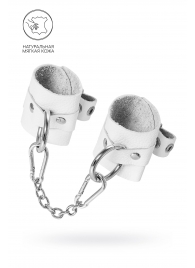 Белые мягкие кожаные наручники с люверсами - Pecado - купить с доставкой в Копейске