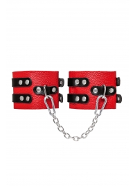 Красно-черные мягкие оковы с двумя ремешками с люверсами - Pecado - купить с доставкой в Копейске