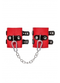 Красно-черные мягкие наручники с двумя ремешками с люверсами - Pecado - купить с доставкой в Копейске