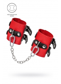 Красно-черные мягкие наручники с двумя ремешками с люверсами - Pecado - купить с доставкой в Копейске