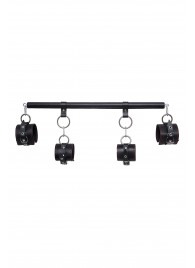 Черная распорка с 4 манжетами для рук и ног - Pecado - купить с доставкой в Копейске