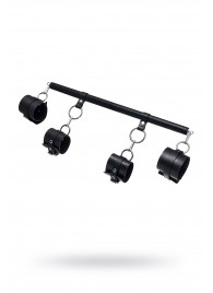 Черная распорка с 4 манжетами для рук и ног - Pecado - купить с доставкой в Копейске